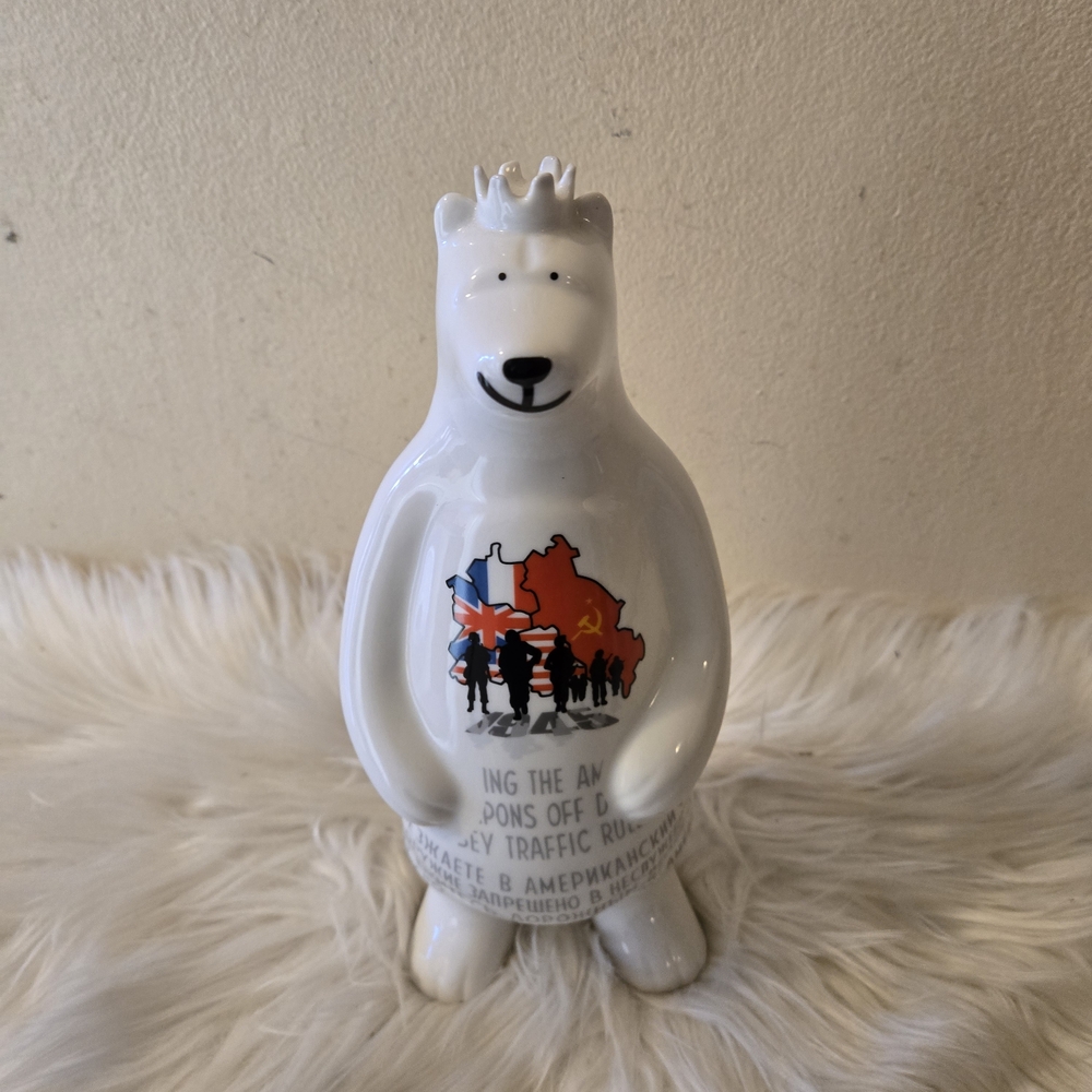 Ritzenhoff 1989 White Ceramic Bear Figurine with Red and Black Accents